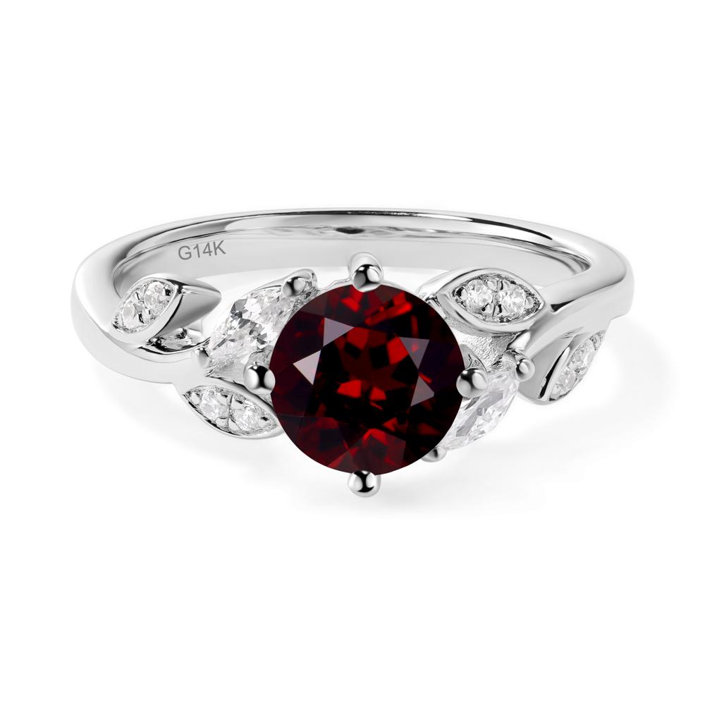 Vine Leaf Garnet Engagement Ring - LUO Jewelry #metal_14k white gold