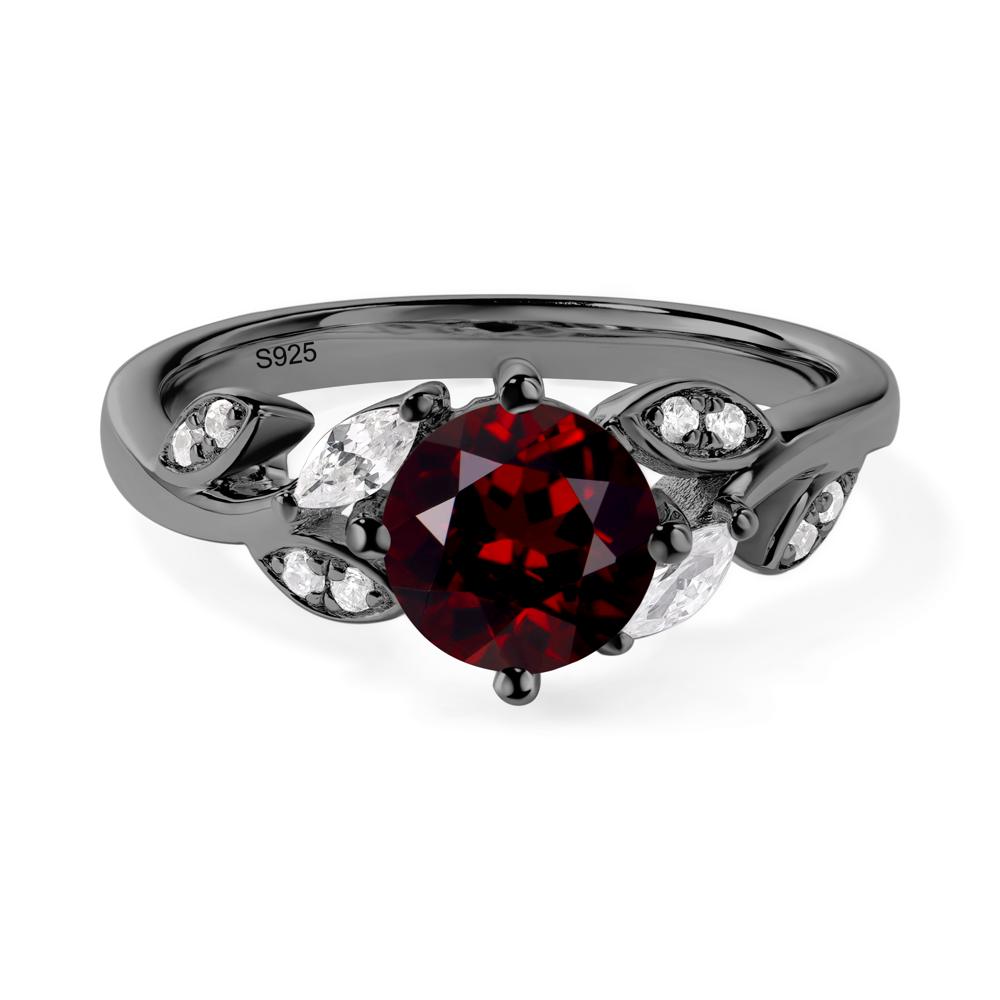 Vine Leaf Garnet Engagement Ring - LUO Jewelry #metal_black finish sterling silver