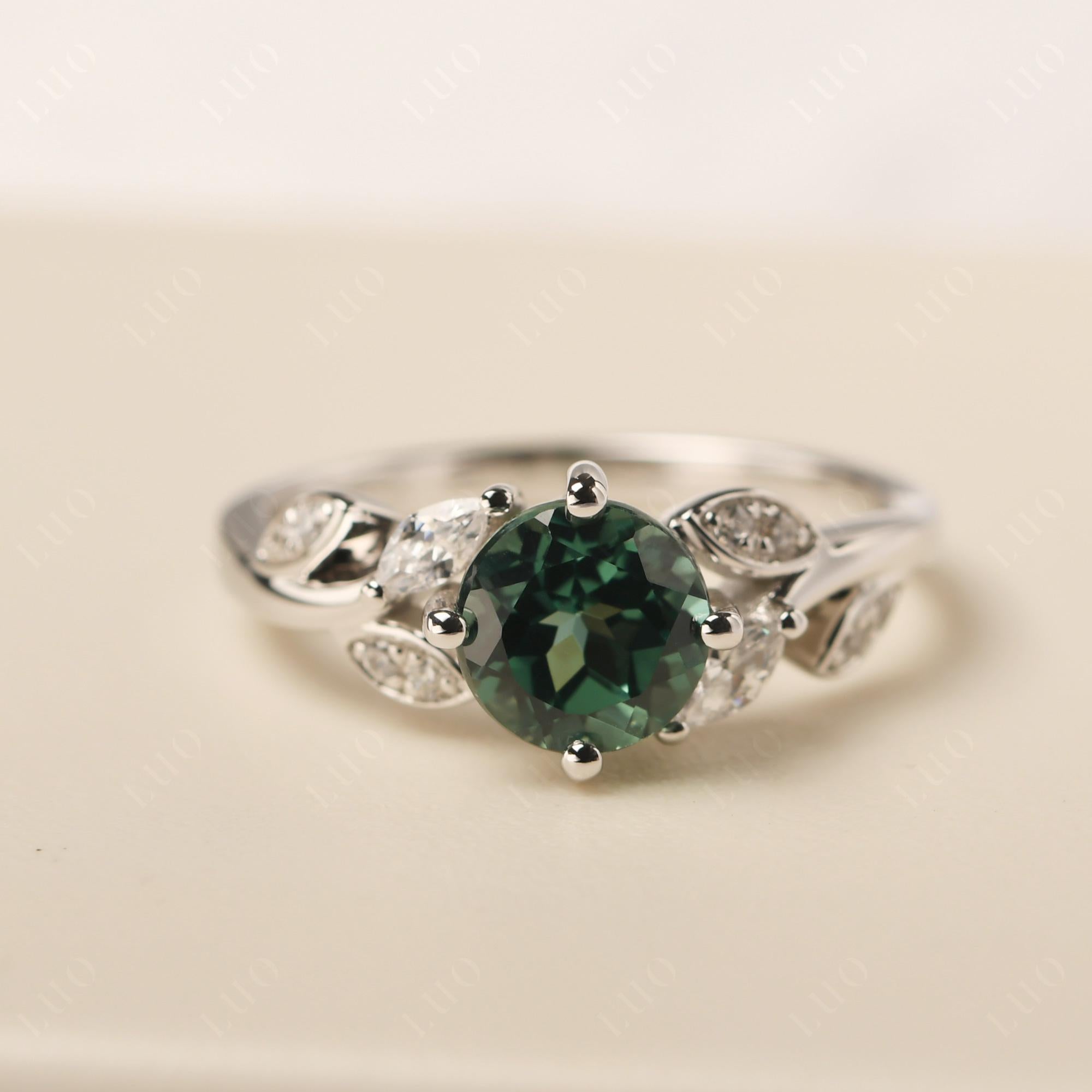 Vine Leaf Green Sapphire Engagement Ring - LUO Jewelry 