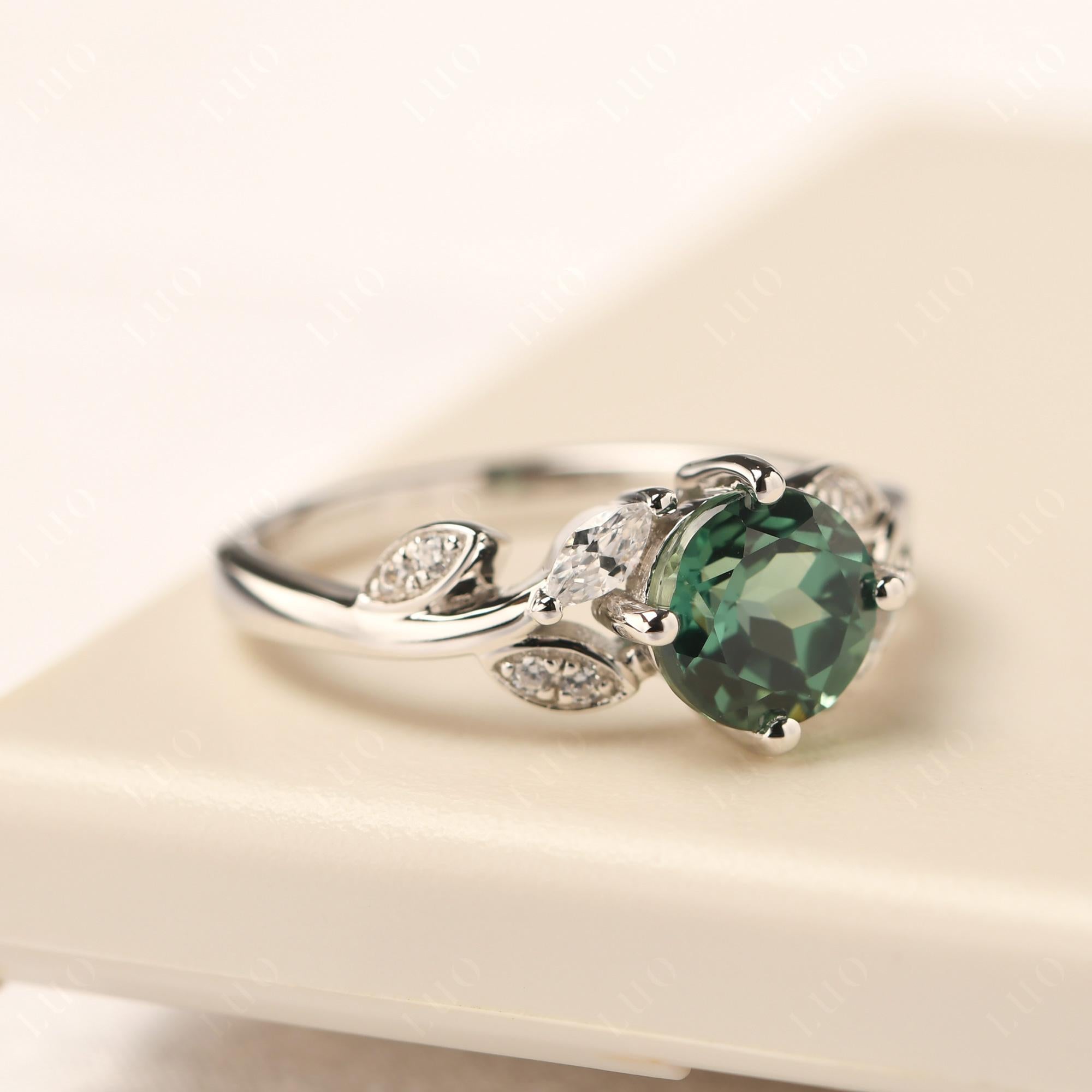 Vine Leaf Green Sapphire Engagement Ring - LUO Jewelry 