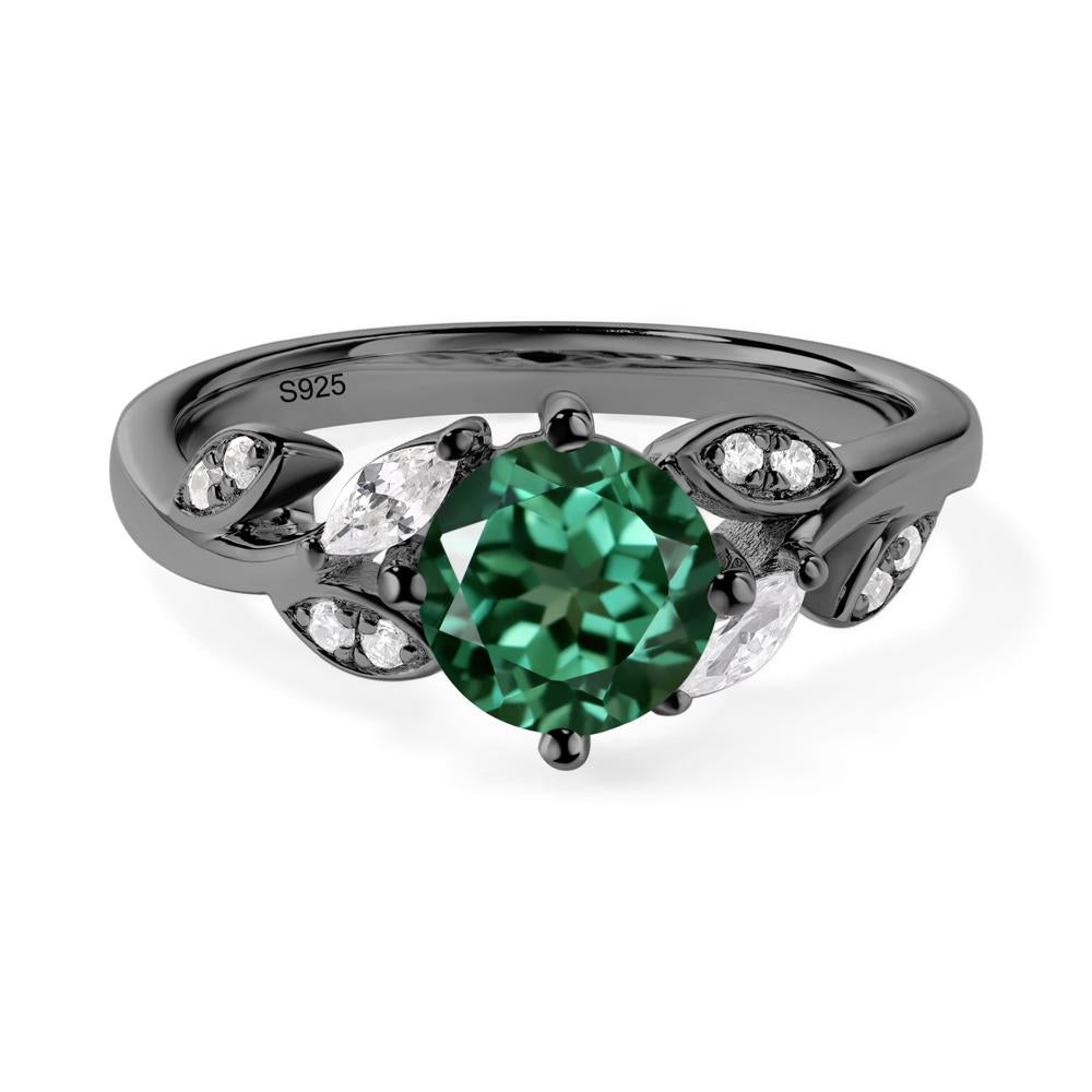 Vine Leaf Green Sapphire Engagement Ring - LUO Jewelry #metal_black finish sterling silver