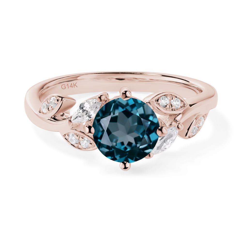 Vine Leaf London Blue Topaz Engagement Ring - LUO Jewelry #metal_14k rose gold