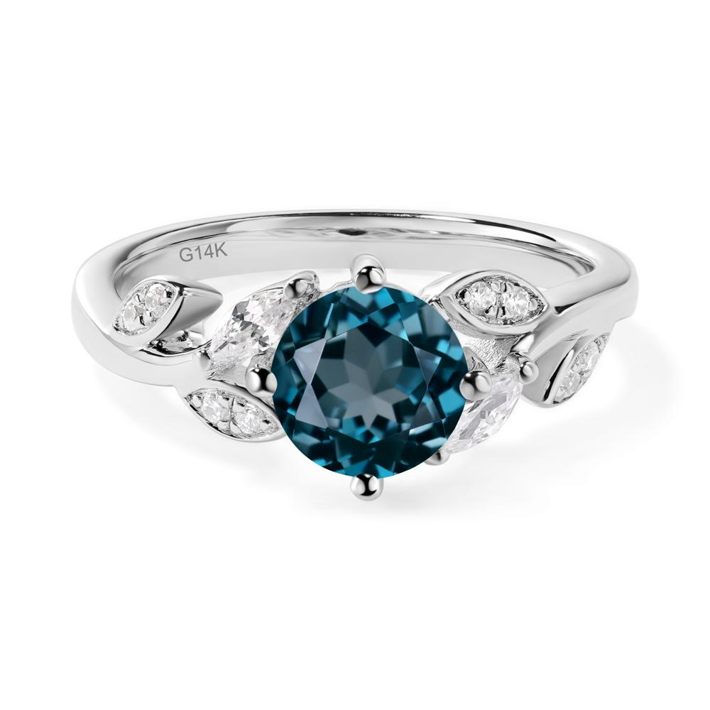 Vine Leaf London Blue Topaz Engagement Ring - LUO Jewelry #metal_14k white gold