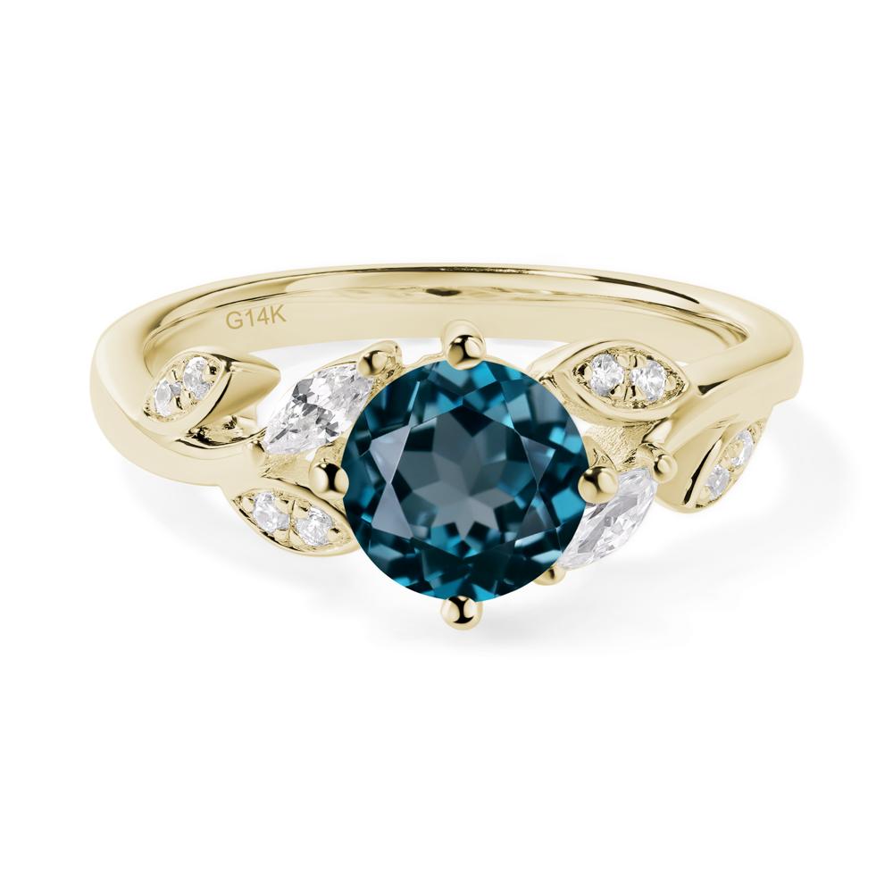 Vine Leaf London Blue Topaz Engagement Ring - LUO Jewelry #metal_14k yellow gold