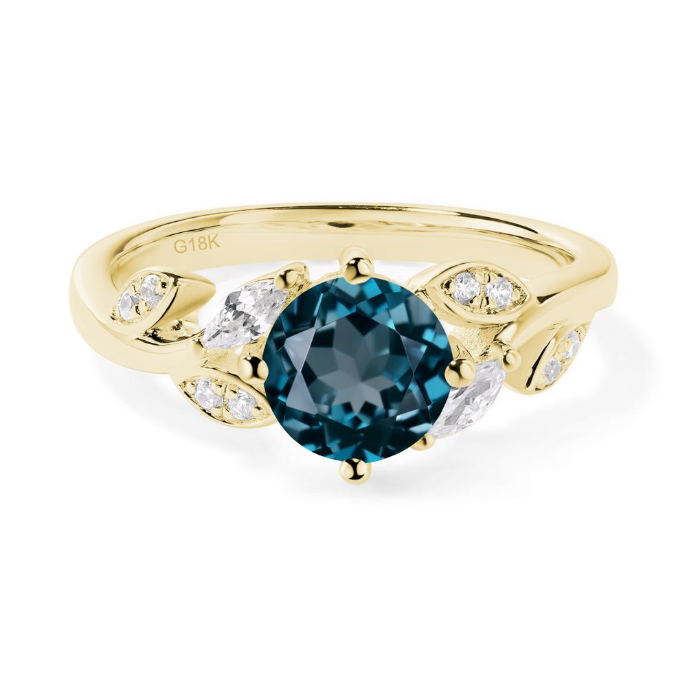 Vine Leaf London Blue Topaz Engagement Ring - LUO Jewelry #metal_18k yellow gold