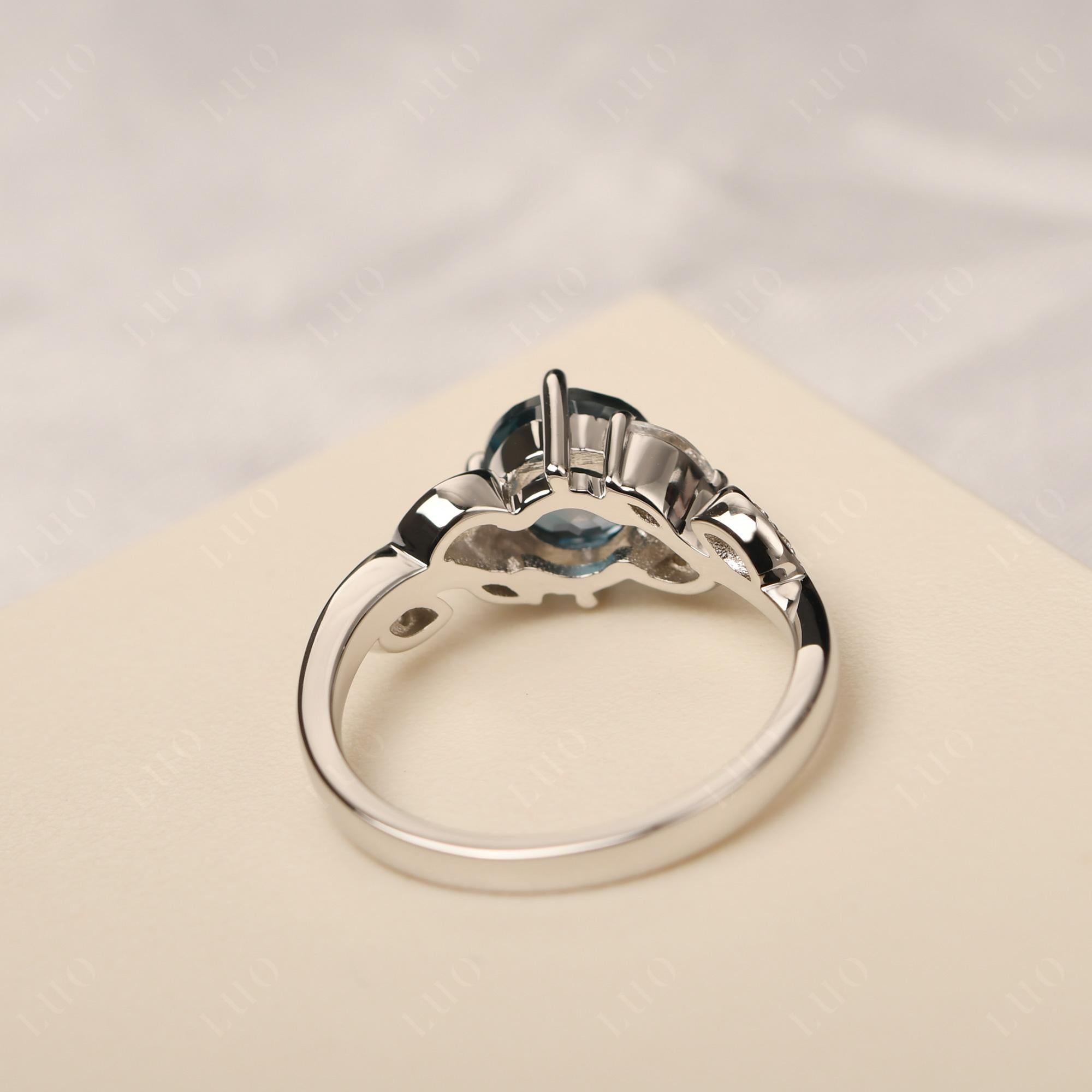 Vine Leaf London Blue Topaz Engagement Ring - LUO Jewelry 