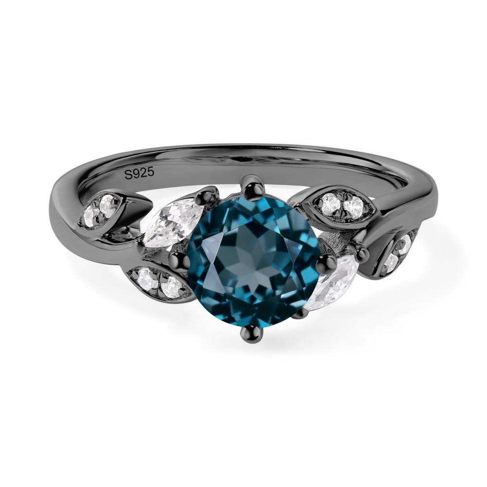 Vine Leaf London Blue Topaz Engagement Ring - LUO Jewelry #metal_black finish sterling silver