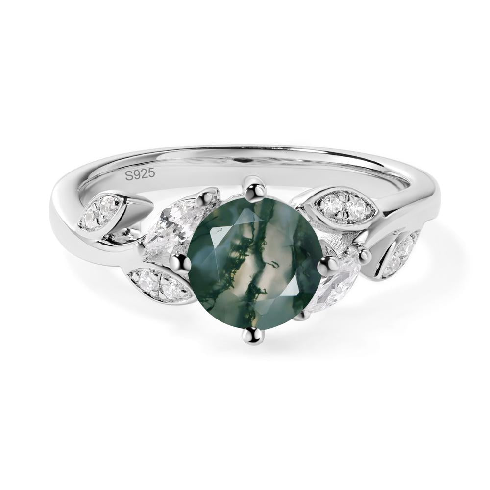 Vine Leaf Moss Agate Engagement Ring - LUO Jewelry #metal_sterling silver