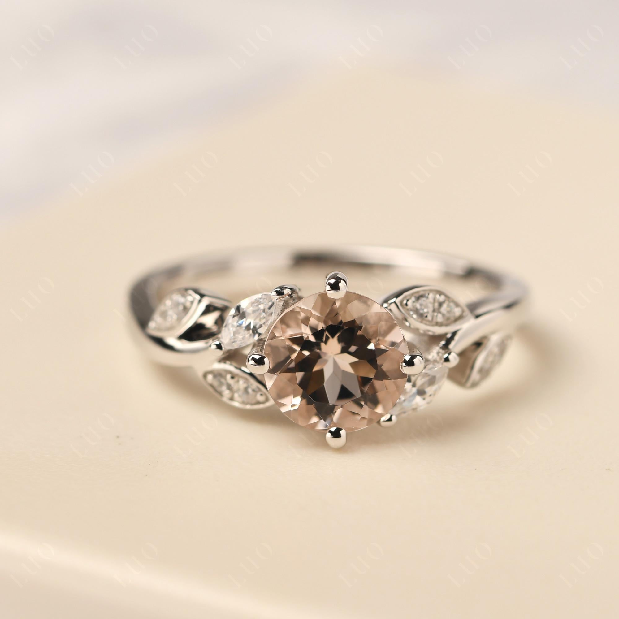 Vine Leaf Morganite Engagement Ring - LUO Jewelry 