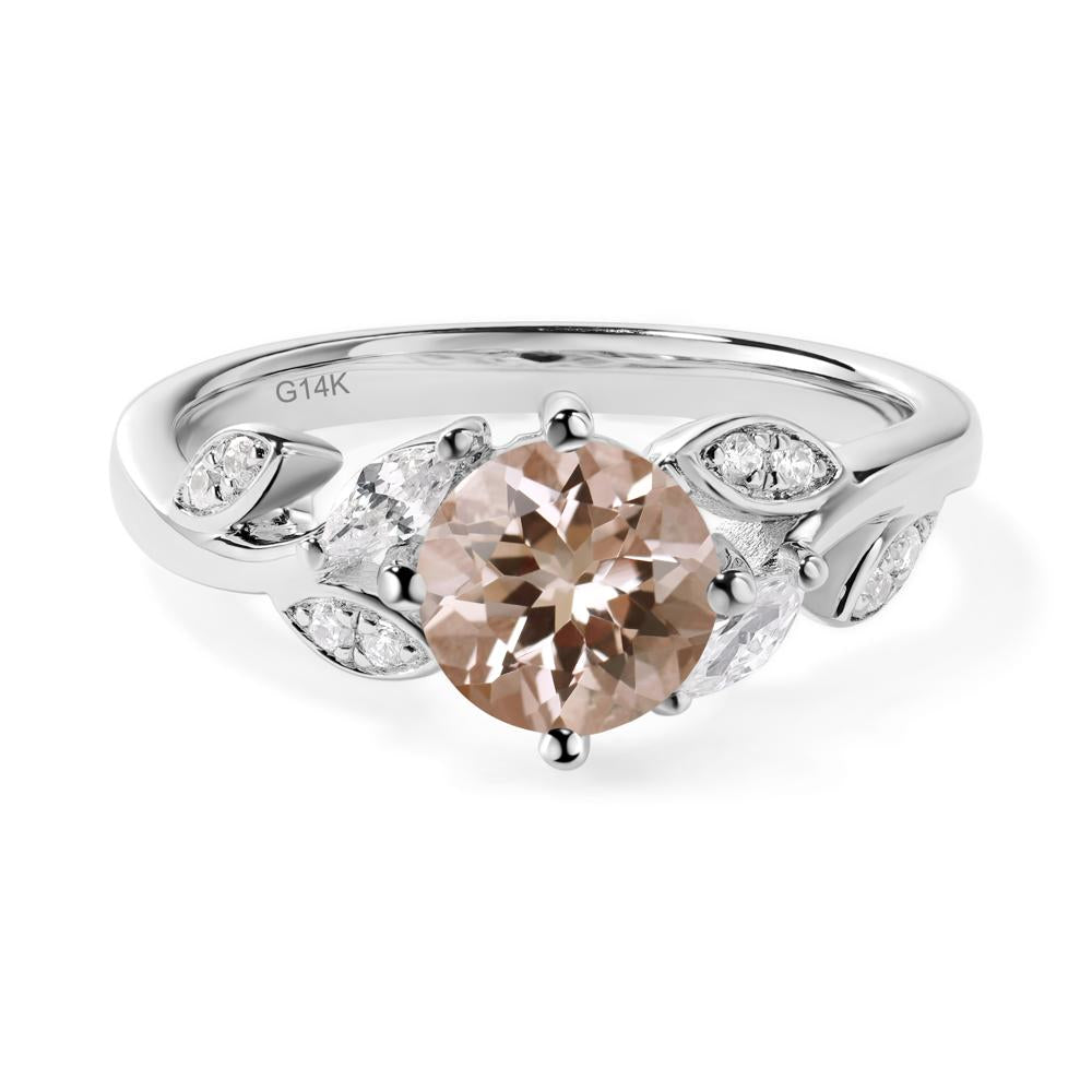 Vine Leaf Morganite Engagement Ring - LUO Jewelry #metal_14k white gold