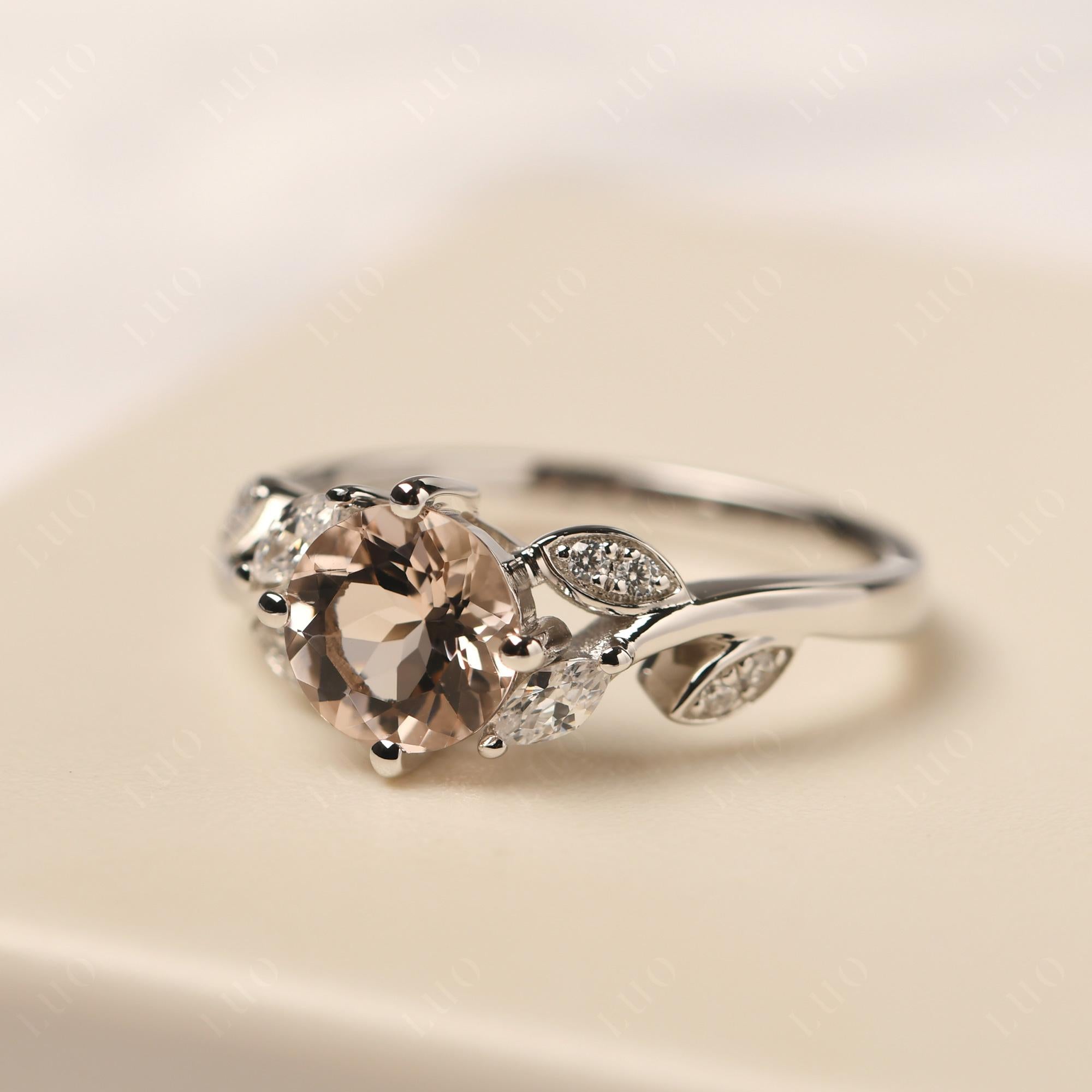 Vine Leaf Morganite Engagement Ring - LUO Jewelry 