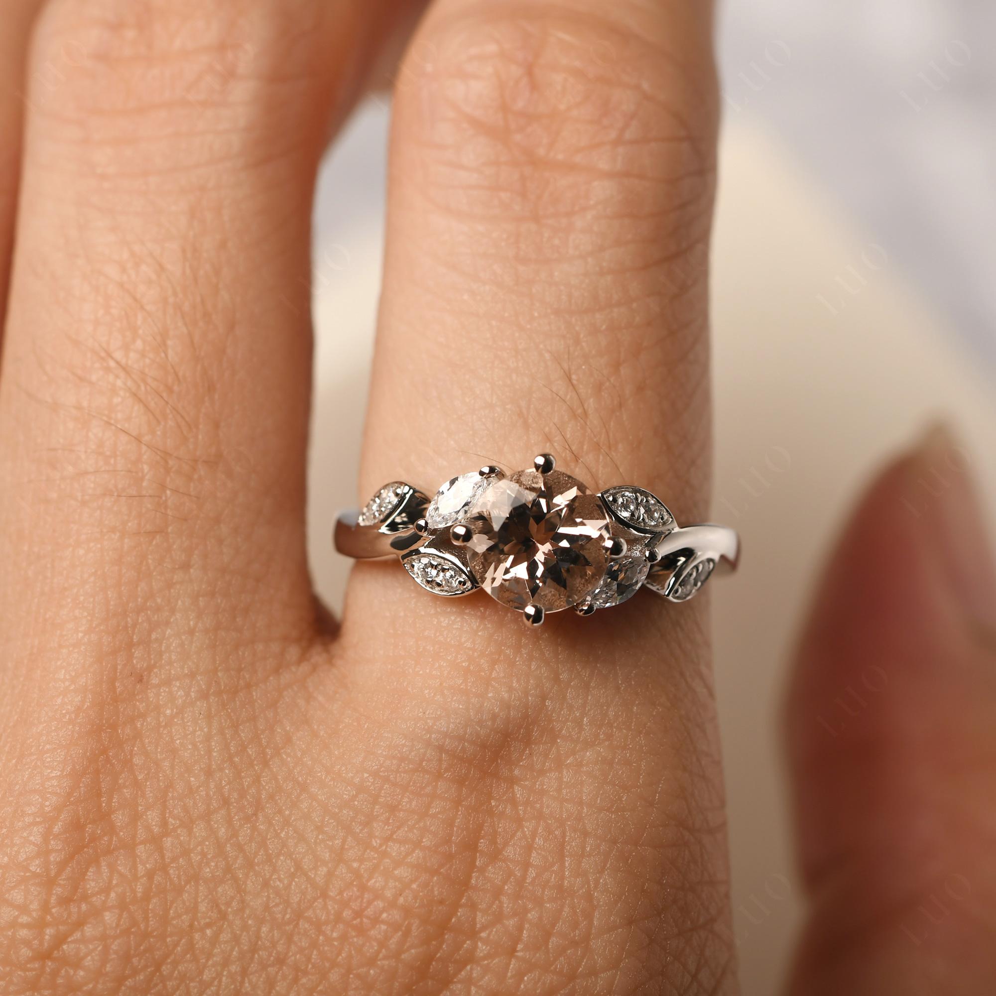 Vine Leaf Morganite Engagement Ring - LUO Jewelry 