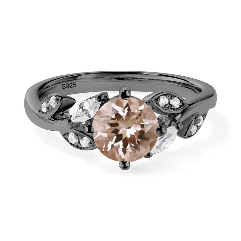 Vine Leaf Morganite Engagement Ring - LUO Jewelry #metal_black finish sterling silver