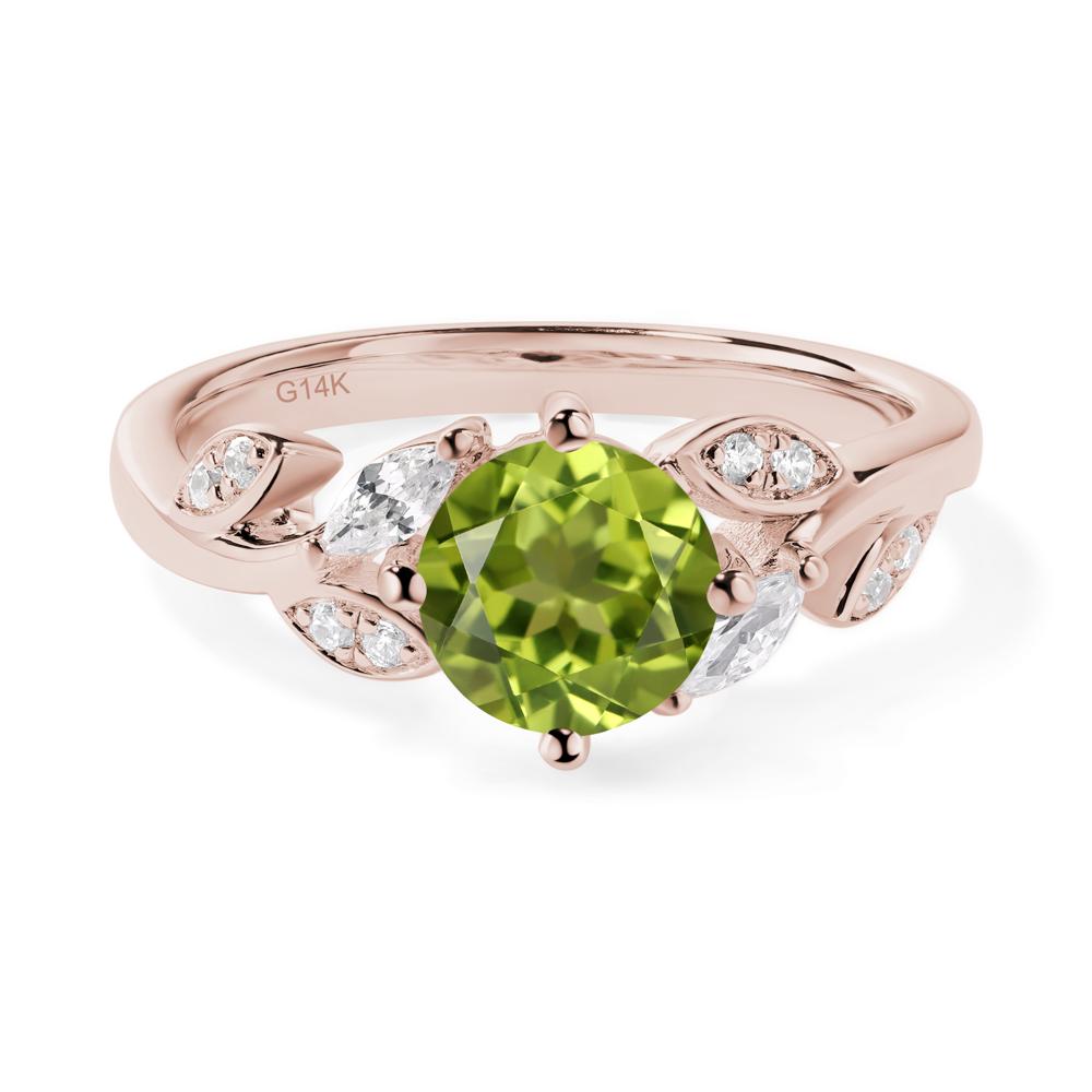 Vine Leaf Peridot Engagement Ring - LUO Jewelry #metal_14k rose gold