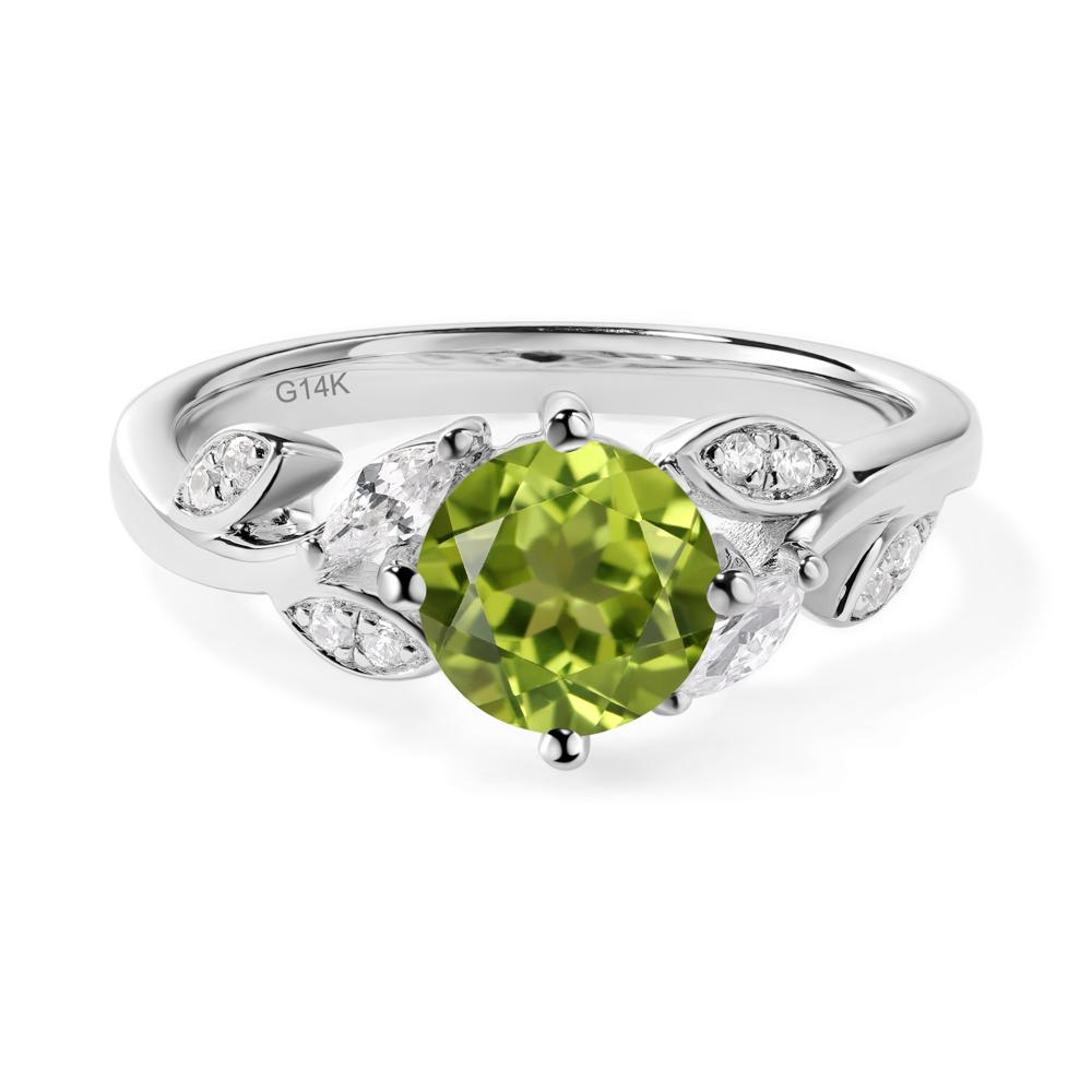 Vine Leaf Peridot Engagement Ring - LUO Jewelry #metal_14k white gold