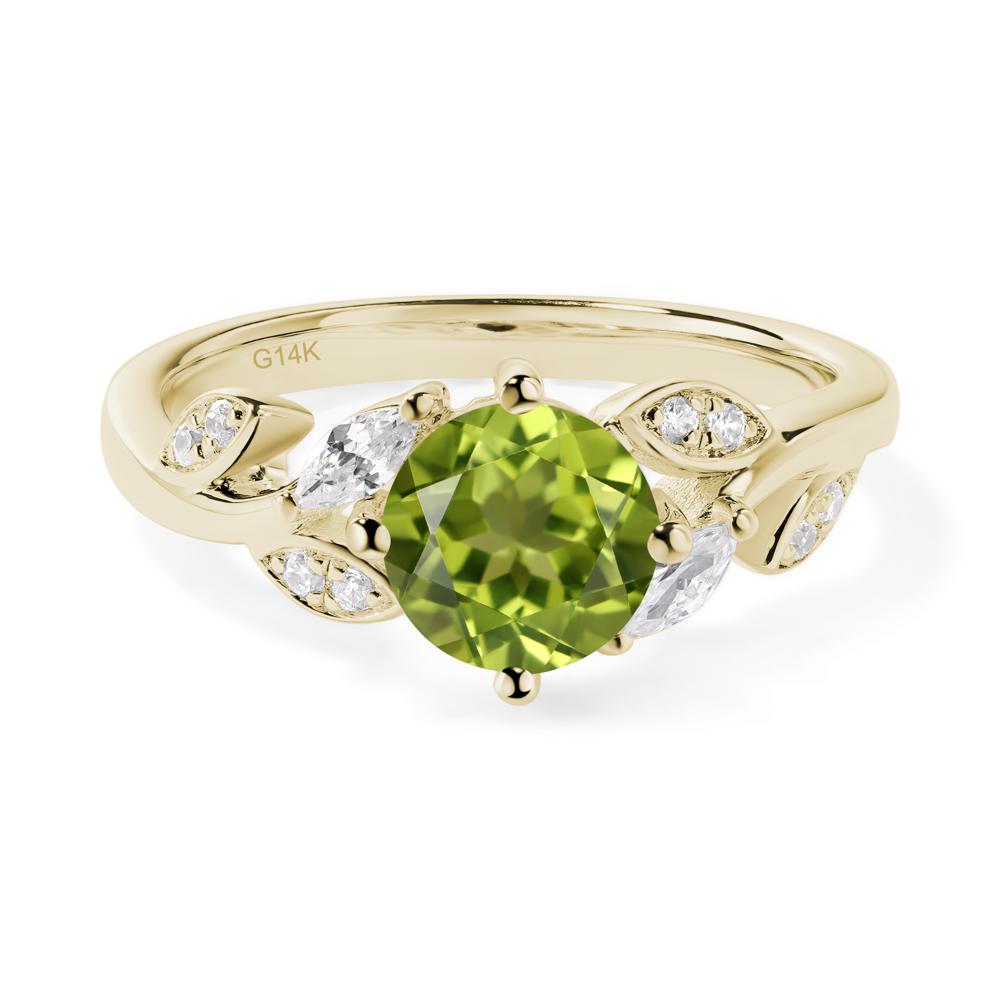 Vine Leaf Peridot Engagement Ring - LUO Jewelry #metal_14k yellow gold