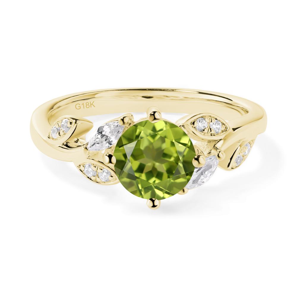 Vine Leaf Peridot Engagement Ring - LUO Jewelry #metal_18k yellow gold