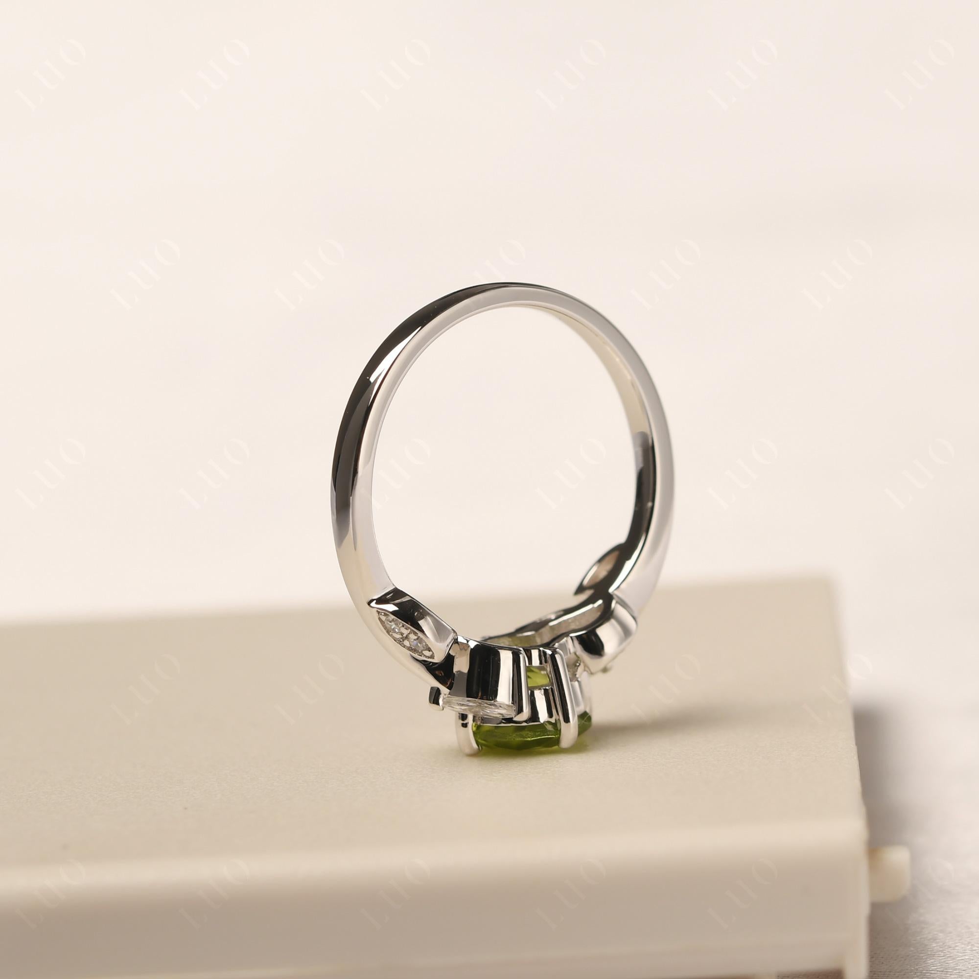 Vine Leaf Peridot Engagement Ring - LUO Jewelry 