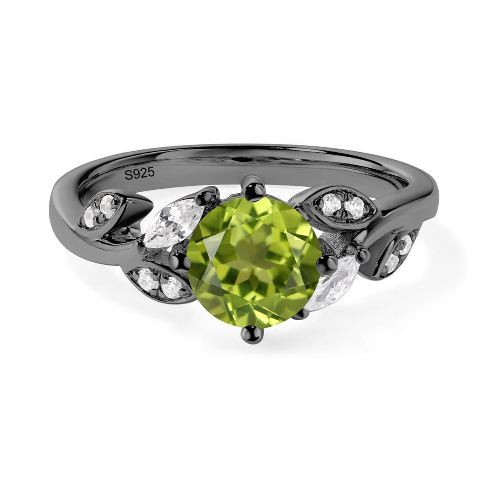 Vine Leaf Peridot Engagement Ring - LUO Jewelry #metal_black finish sterling silver