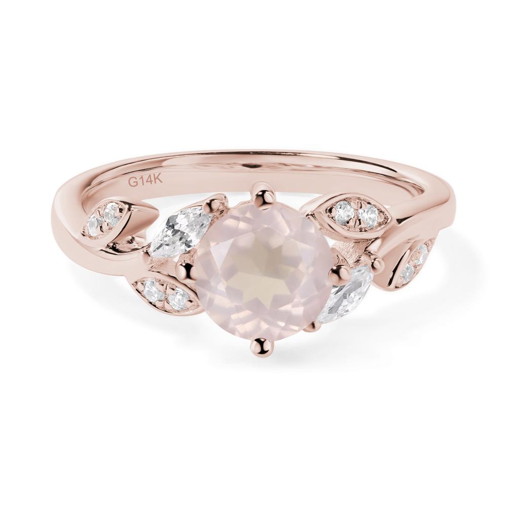 Vine Leaf Rose Quartz Engagement Ring - LUO Jewelry #metal_14k rose gold