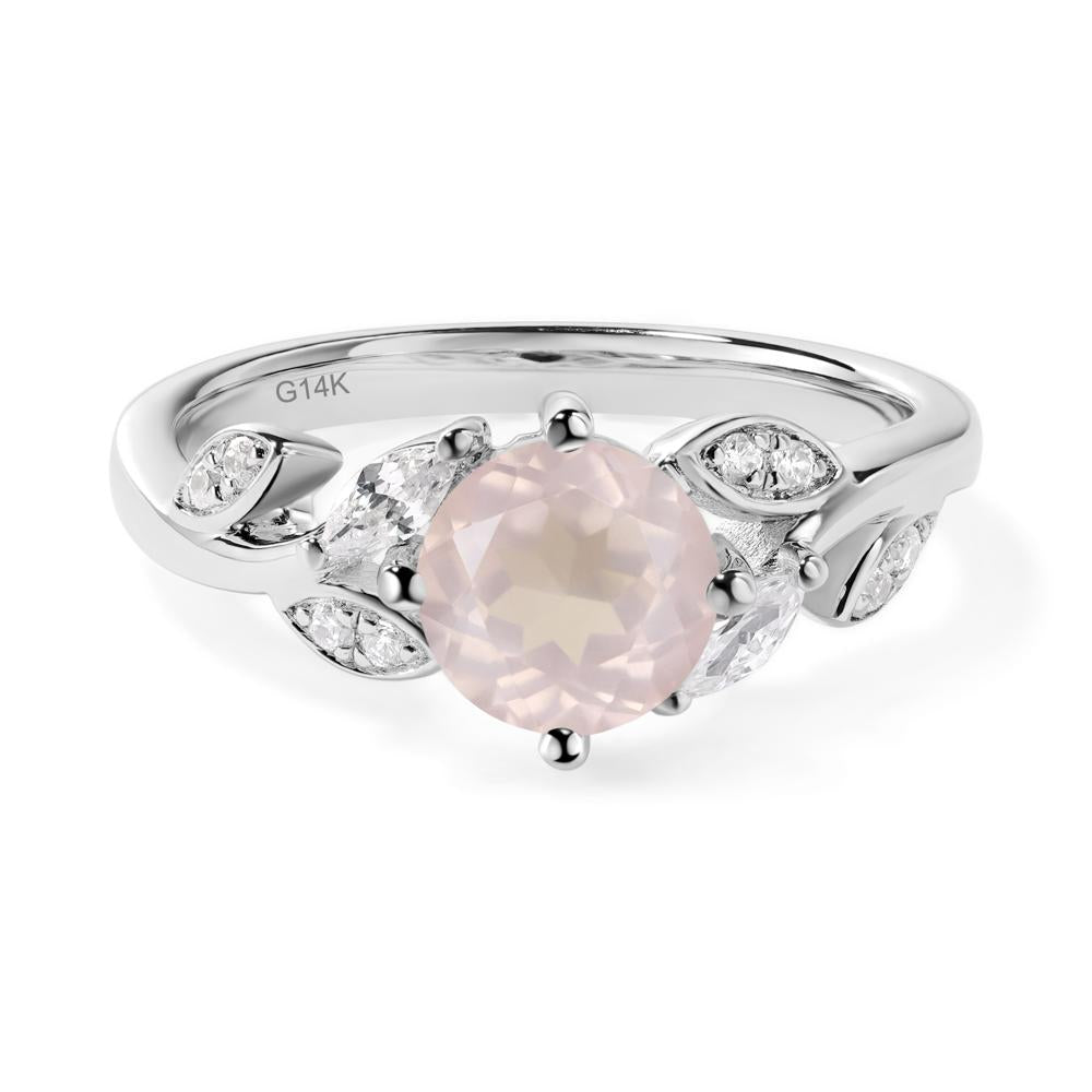 Vine Leaf Rose Quartz Engagement Ring - LUO Jewelry #metal_14k white gold