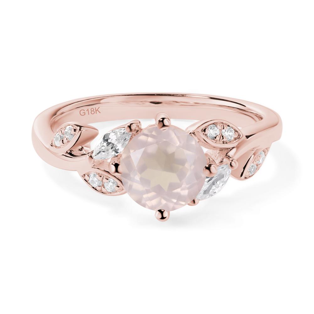 Vine Leaf Rose Quartz Engagement Ring - LUO Jewelry #metal_18k rose gold