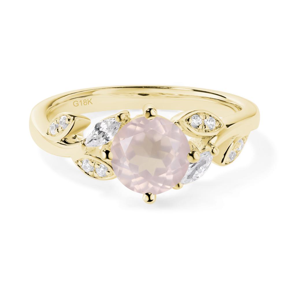 Vine Leaf Rose Quartz Engagement Ring - LUO Jewelry #metal_18k yellow gold