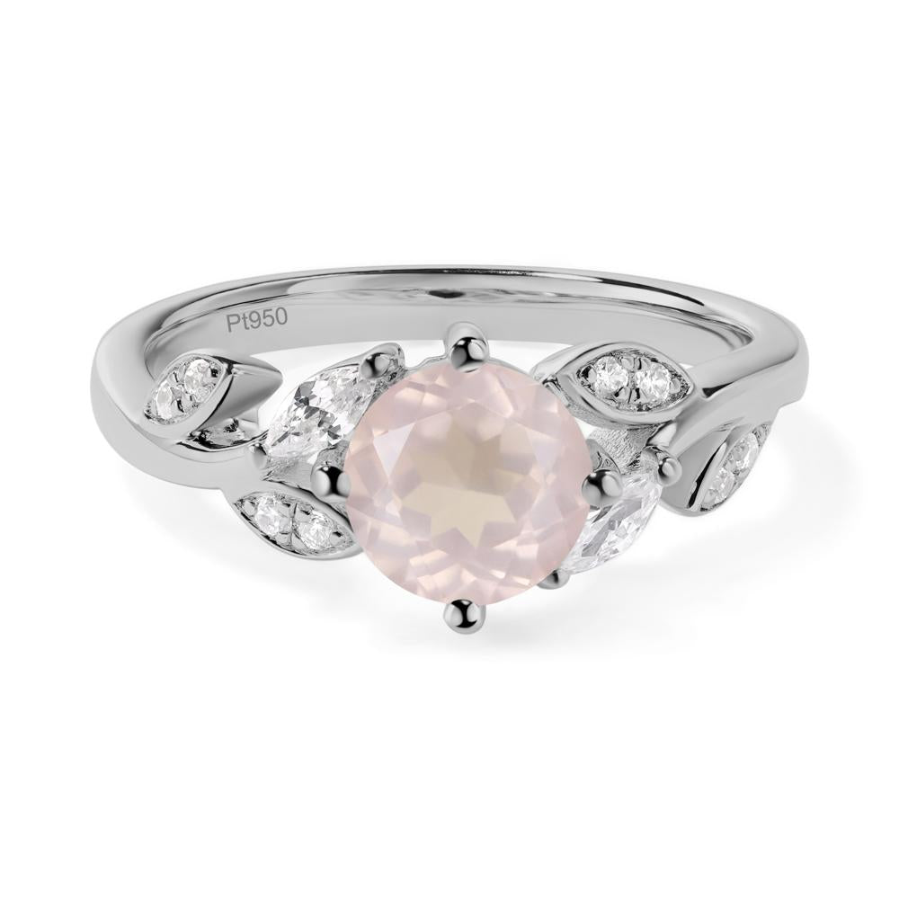 Vine Leaf Rose Quartz Engagement Ring - LUO Jewelry #metal_platinum