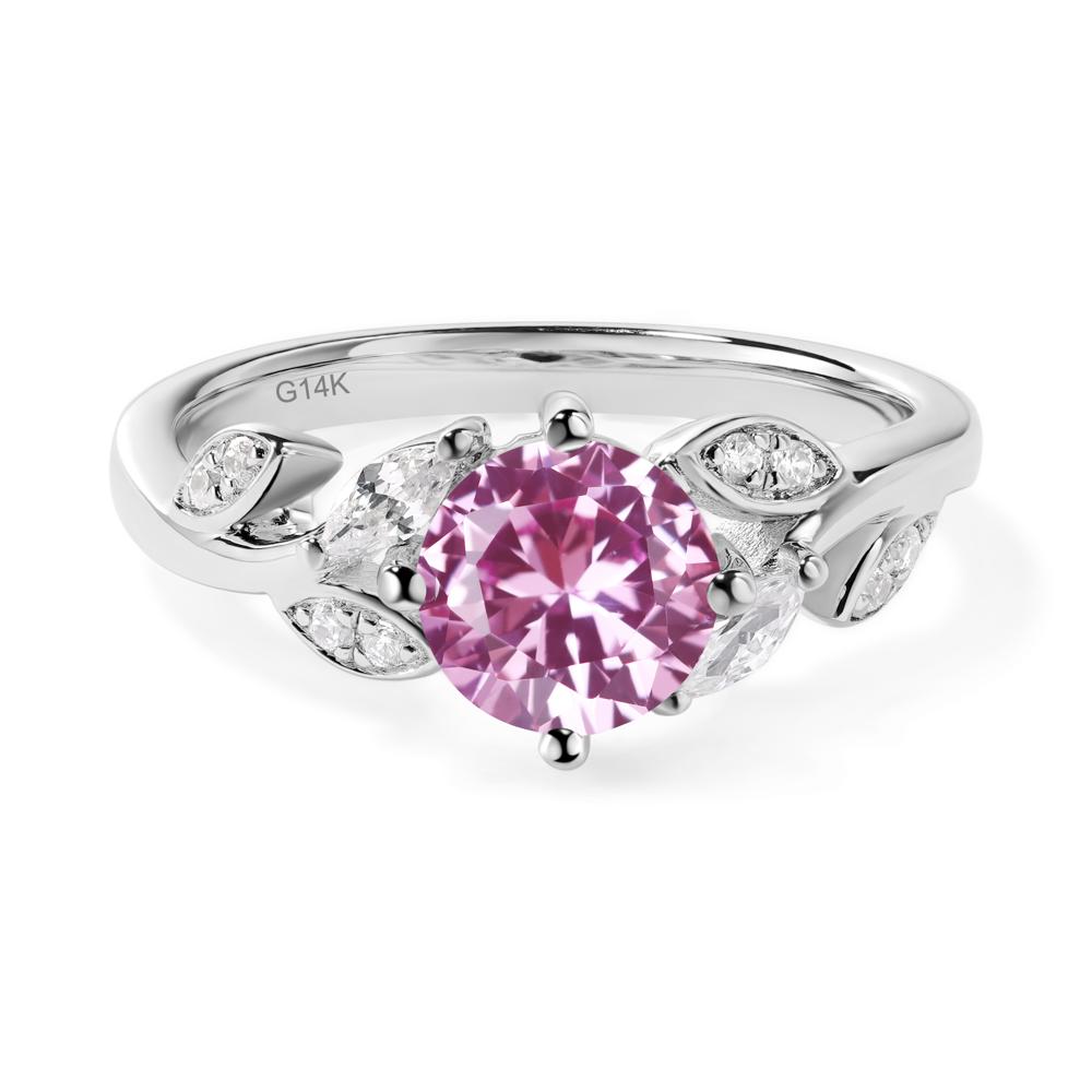 Vine Leaf Pink Sapphire Engagement Ring - LUO Jewelry #metal_14k white gold