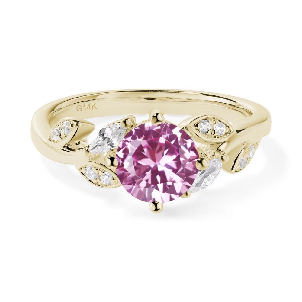 Vine Leaf Pink Sapphire Engagement Ring - LUO Jewelry #metal_14k yellow gold