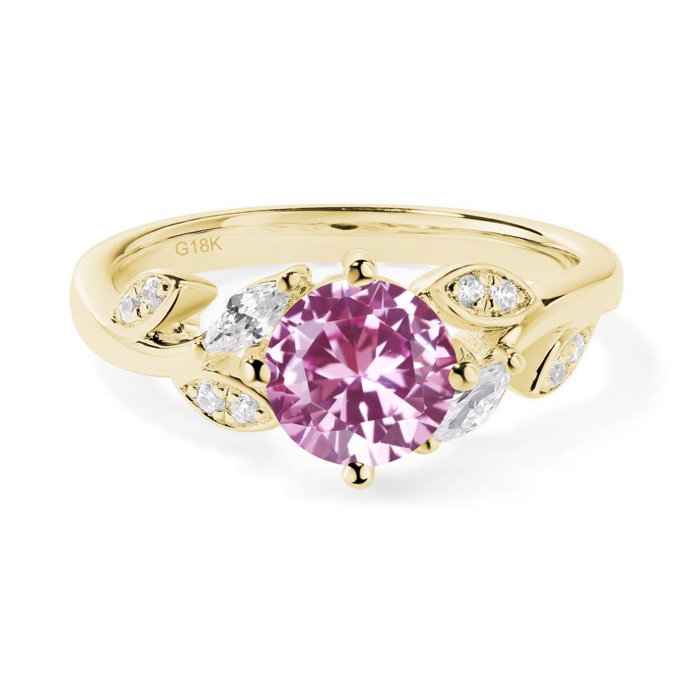 Vine Leaf Pink Sapphire Engagement Ring - LUO Jewelry #metal_18k yellow gold