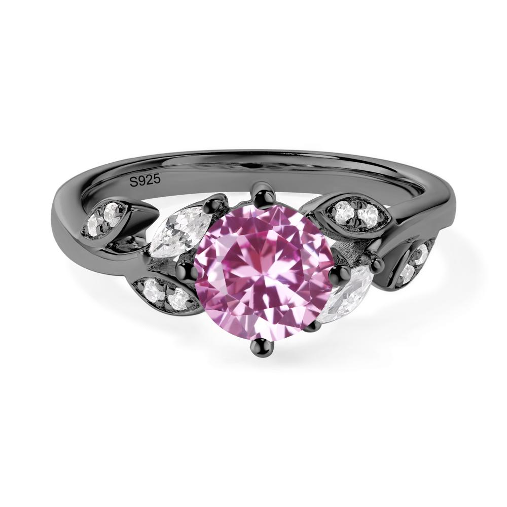 Vine Leaf Pink Sapphire Engagement Ring - LUO Jewelry #metal_black finish sterling silver