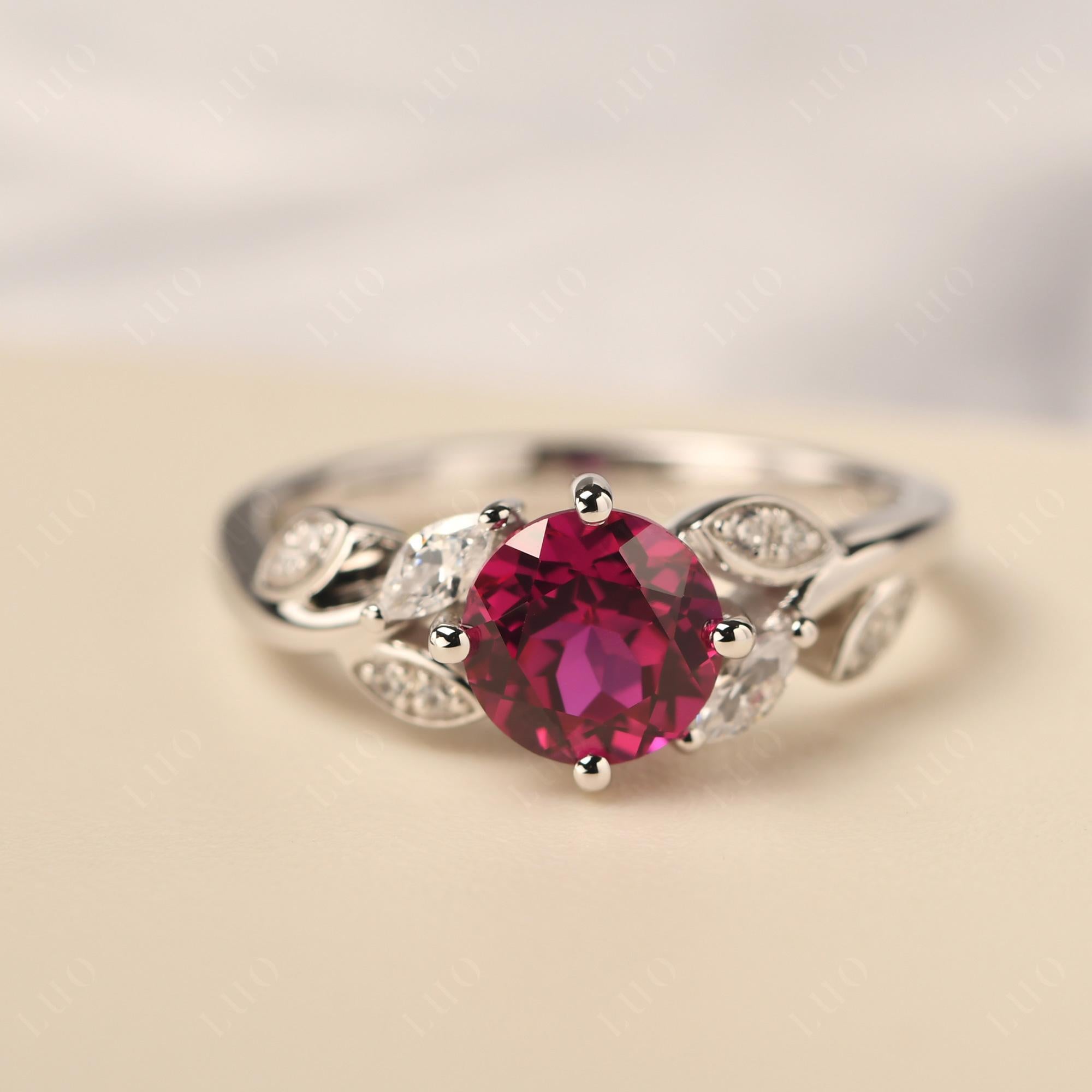 Vine Leaf Ruby Engagement Ring - LUO Jewelry 