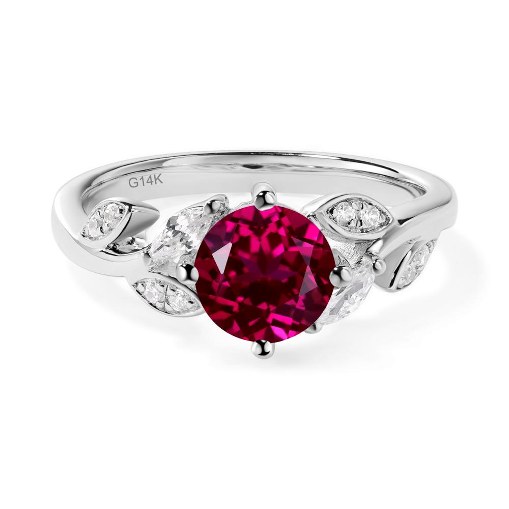 Vine Leaf Ruby Engagement Ring - LUO Jewelry #metal_14k white gold