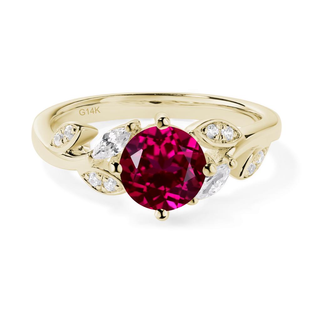 Vine Leaf Ruby Engagement Ring - LUO Jewelry #metal_14k yellow gold