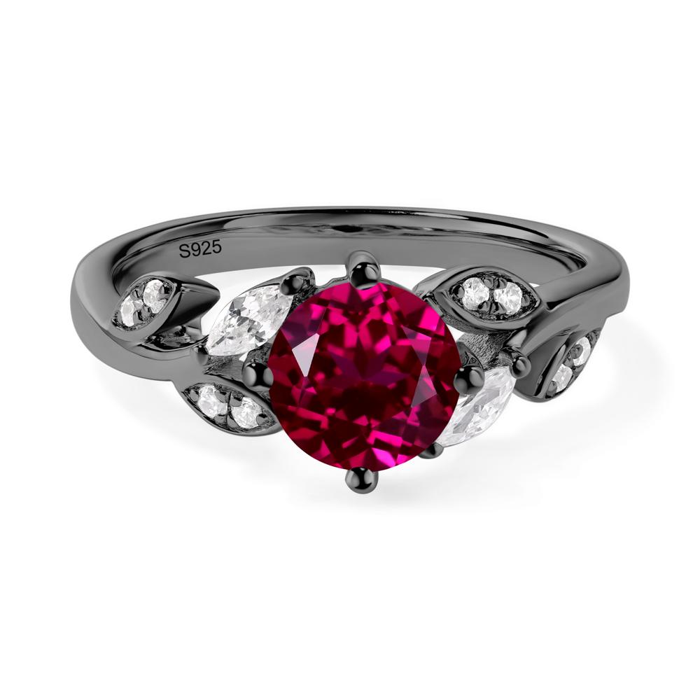 Vine Leaf Ruby Engagement Ring - LUO Jewelry #metal_black finish sterling silver