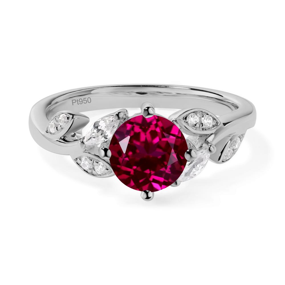 Vine Leaf Ruby Engagement Ring - LUO Jewelry #metal_platinum