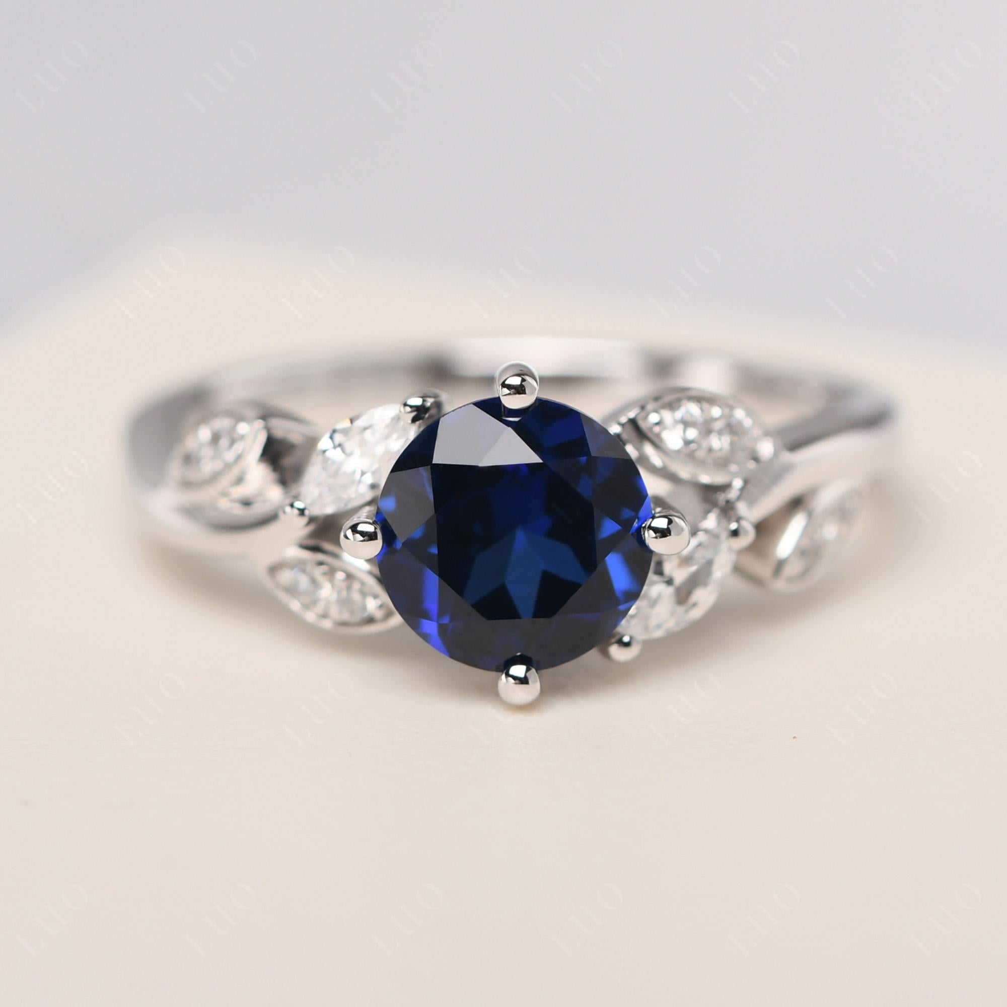 Vine Leaf Sapphire Engagement Ring - LUO Jewelry 