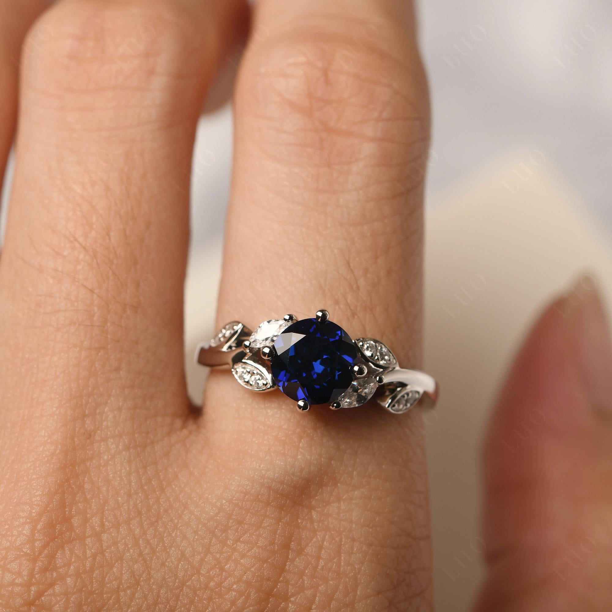 Vine Leaf Sapphire Engagement Ring - LUO Jewelry 