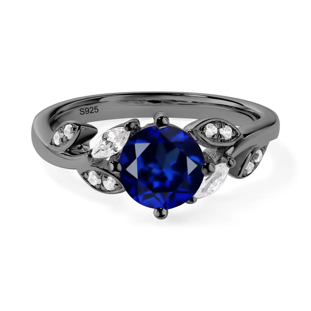 Vine Leaf Sapphire Engagement Ring - LUO Jewelry #metal_black finish sterling silver