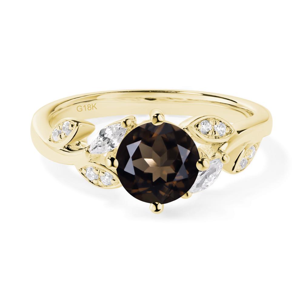 Vine Leaf Smoky Quartz Engagement Ring - LUO Jewelry #metal_18k yellow gold