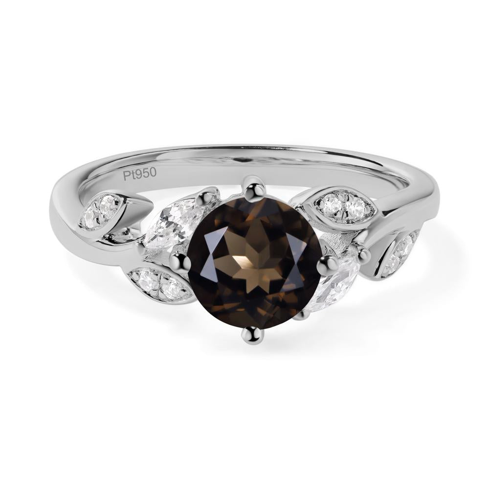 Vine Leaf Smoky Quartz Engagement Ring - LUO Jewelry #metal_platinum