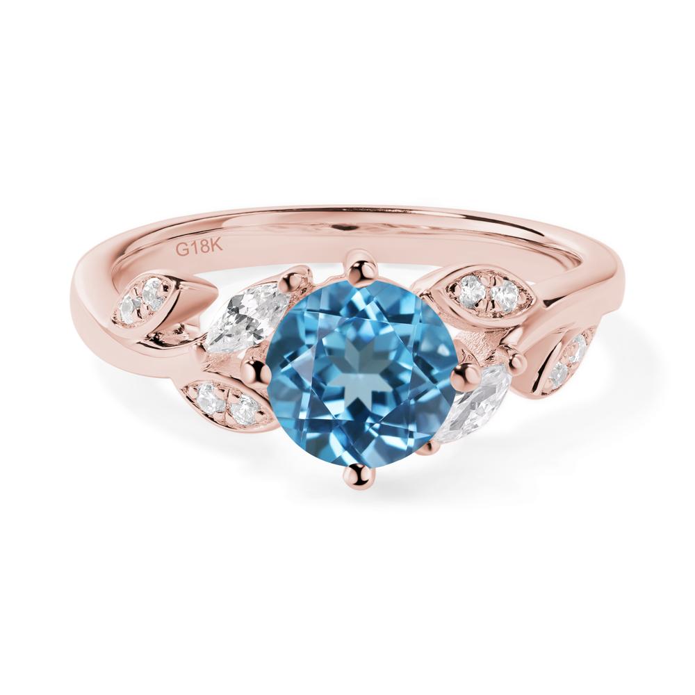 Vine Leaf Swiss Blue Topaz Engagement Ring - LUO Jewelry #metal_18k rose gold