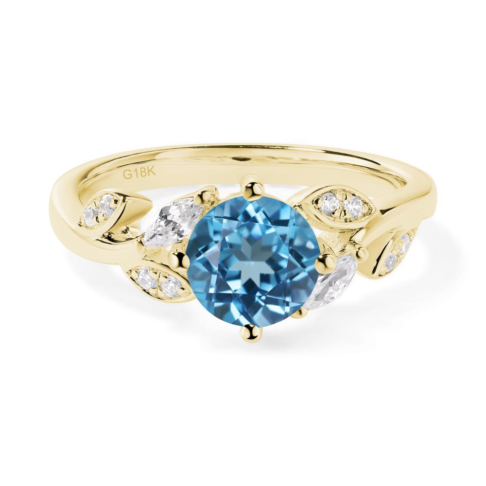 Vine Leaf Swiss Blue Topaz Engagement Ring - LUO Jewelry #metal_18k yellow gold