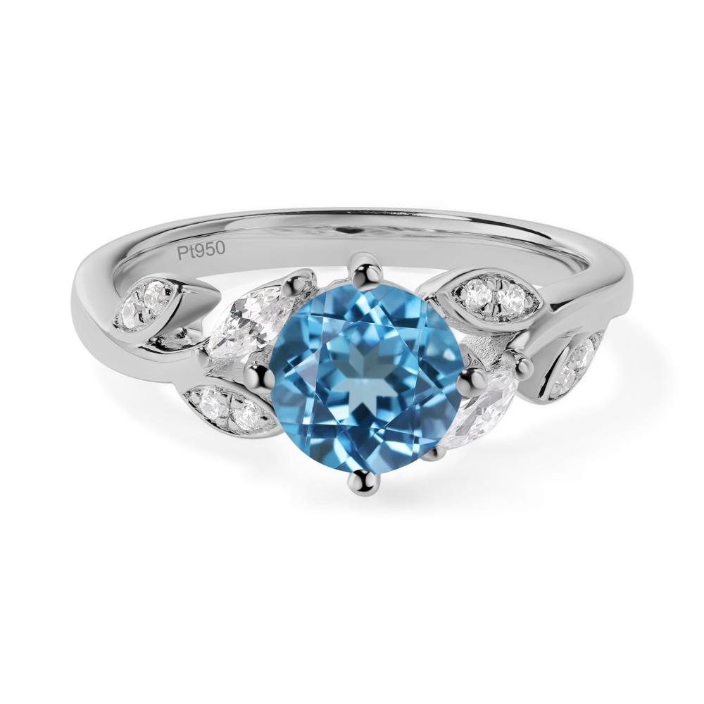 Vine Leaf Swiss Blue Topaz Engagement Ring - LUO Jewelry #metal_platinum