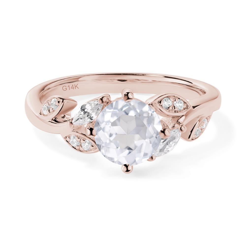 Vine Leaf White Topaz Engagement Ring - LUO Jewelry #metal_14k rose gold