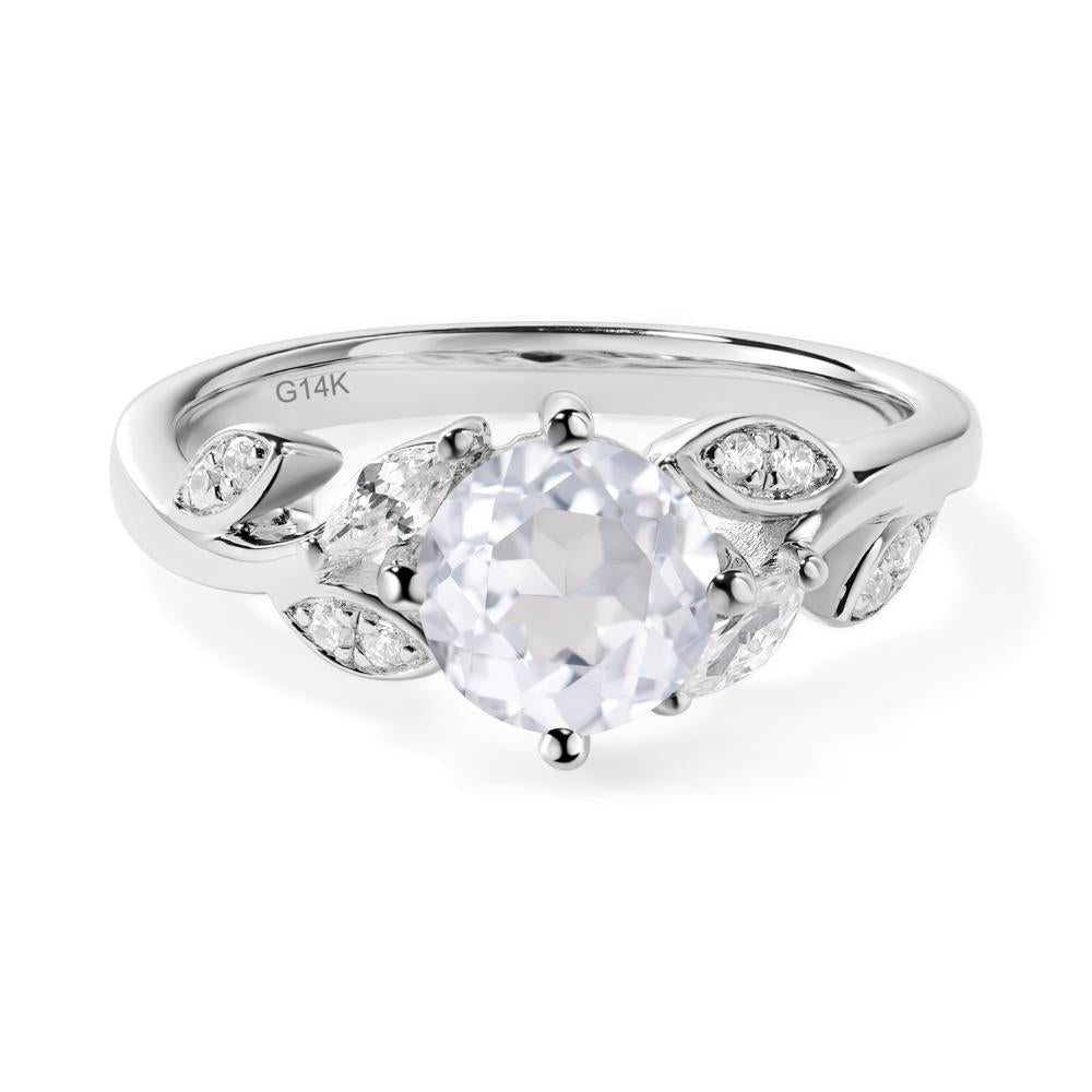 Vine Leaf White Topaz Engagement Ring - LUO Jewelry #metal_14k white gold