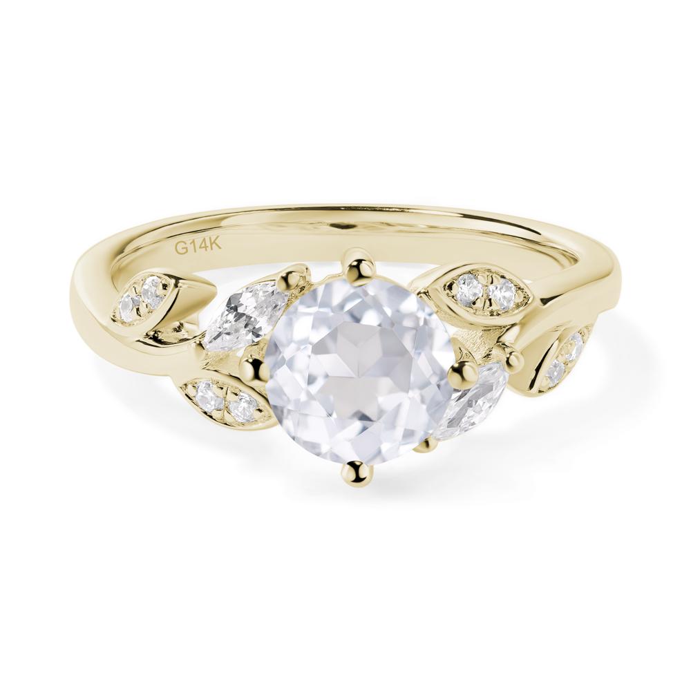 Vine Leaf White Topaz Engagement Ring - LUO Jewelry #metal_14k yellow gold