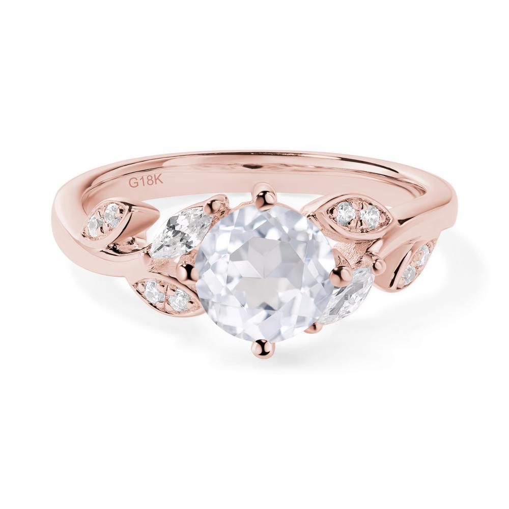 Vine Leaf White Topaz Engagement Ring - LUO Jewelry #metal_18k rose gold