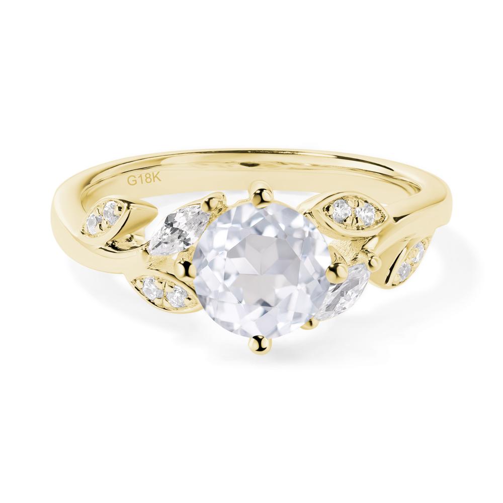 Vine Leaf White Topaz Engagement Ring - LUO Jewelry #metal_18k yellow gold